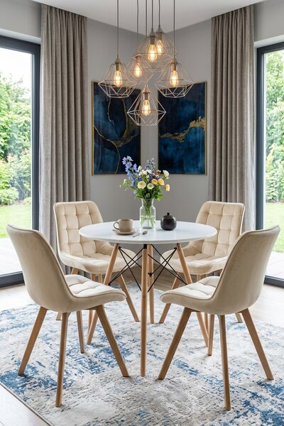 Scaun de dining SORIA VELVET, bej deschis
