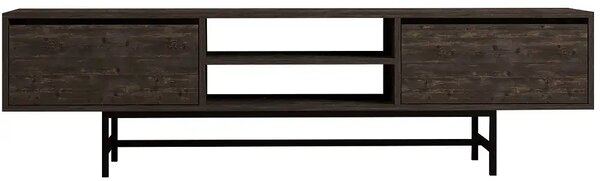 Comoda tv Angelyn pentru living culoare nuc si antracit 180 cm