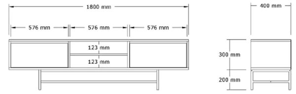 Comoda tv Angelyn pentru living culoare nuc si antracit 180 cm