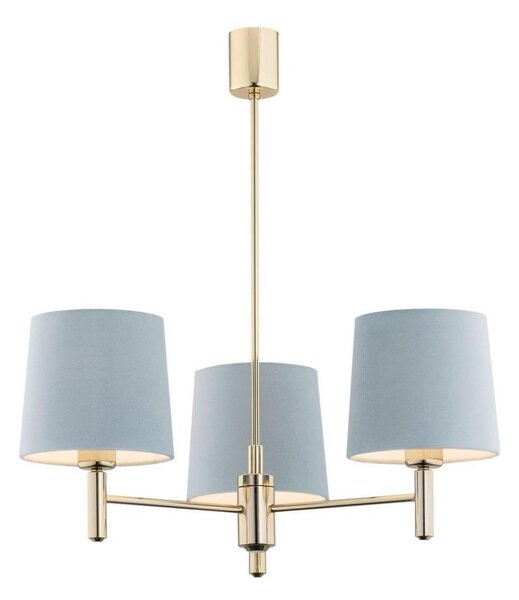 Lustră pe tijă PONTE 3xE27/15W/230V albastră/alamă Argon 1484