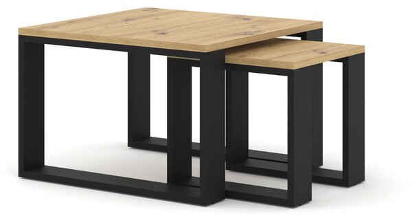Set măsuțe cafea Nulakka (Stejar artisan + Negru). 1124967