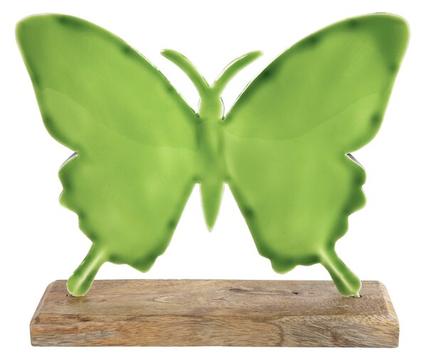 Decoratiune metalica fluture BUTTERFLY 20 cm verde
