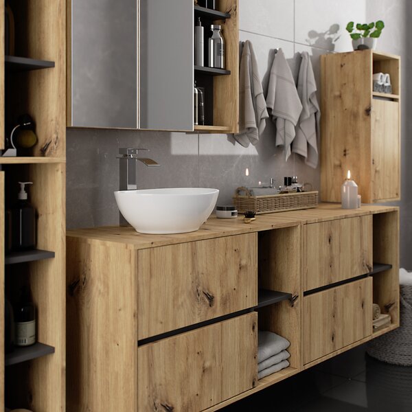 Dulap de baie Vambos W35 1P 1W (stejar artizanal + grafit). Promo -20%. 1152093
