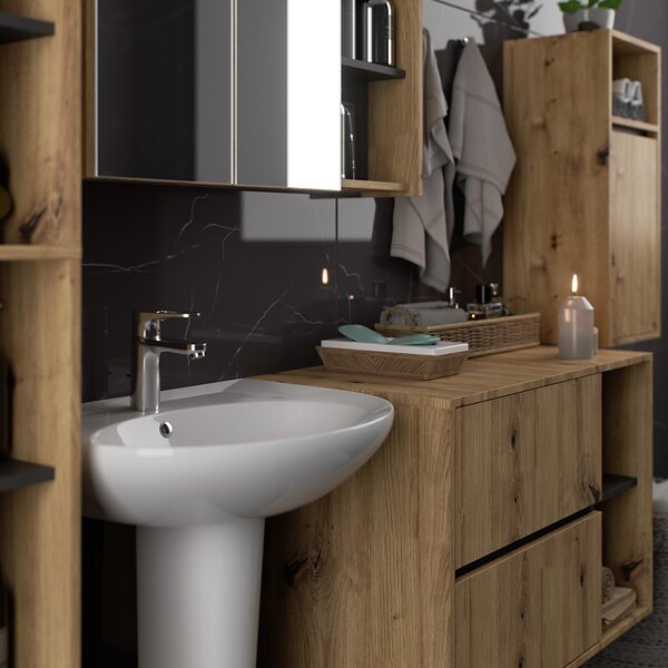 Dulap de baie Vambos W35 1P 1W (stejar artizanal + grafit). Promo -20%. 1152093