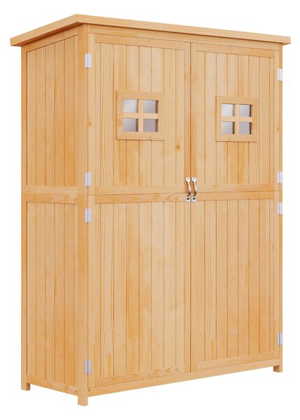 Casuta de gradina Outsunny pentru scule din lemn de brad cu rafturi 127.5x50x164 | Aosom Romania