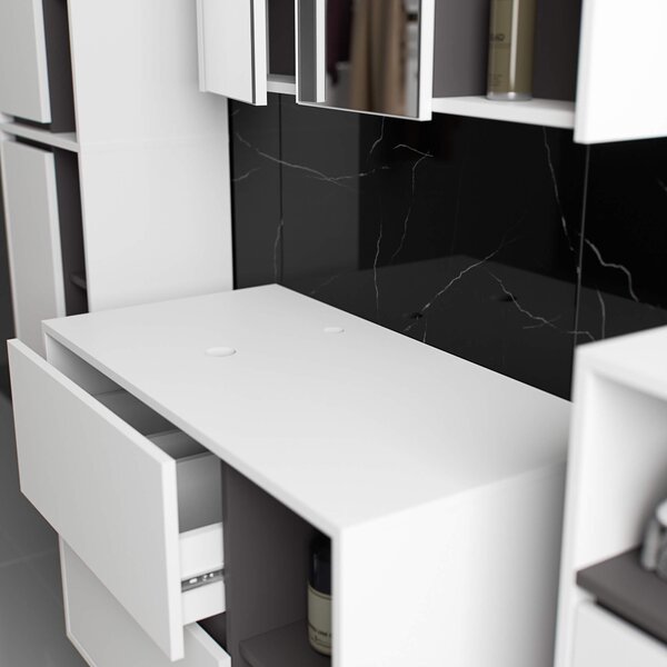 Dulap de baie Vambos W90UM 2SZ 2P (alb + grafit). Promo -13%. 1152122