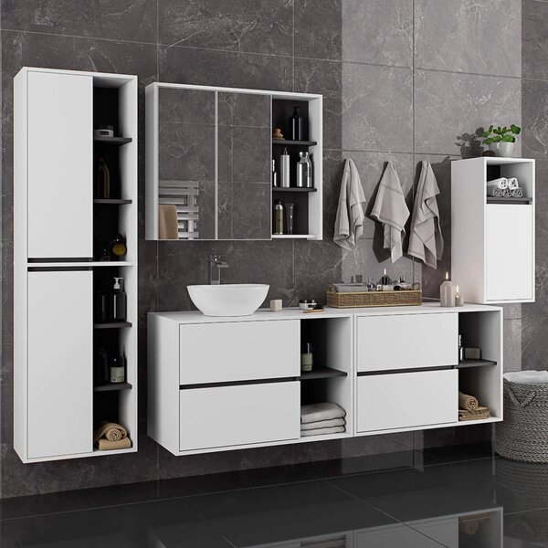 Dulap de baie Vambos W90UM 2SZ 2P (alb + grafit). Promo -13%. 1152122