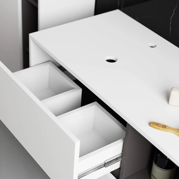 Dulap de baie Vambos W90UM 2SZ 2P (alb + grafit). Promo -13%. 1152122