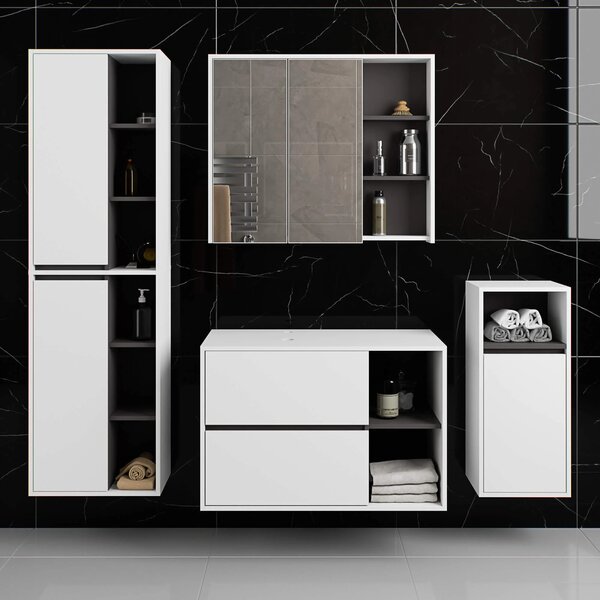 Dulap de baie Vambos W90UM 2SZ 2P (alb + grafit). Promo -13%. 1152122