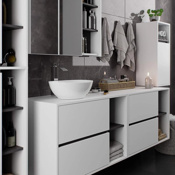 Dulap de baie Vambos W90UM 2SZ 2P (alb + grafit). Promo -13%. 1152122