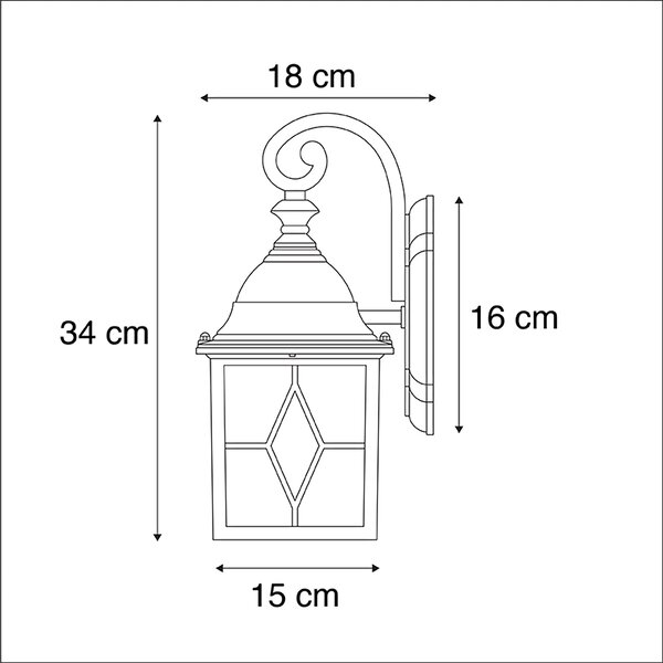 Set de 2 lămpi de perete romantice pentru exterior bronz - Londra