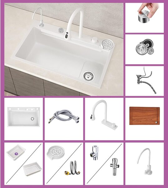 Chiuveta Bucatarie Multifunctionala Aquos Alb