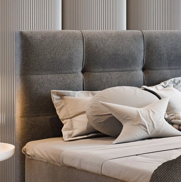 Pat tapițat boxspring GLORIEN VELVET 90x200 cm roz Saltea: Saltea cu arcuri Bonell