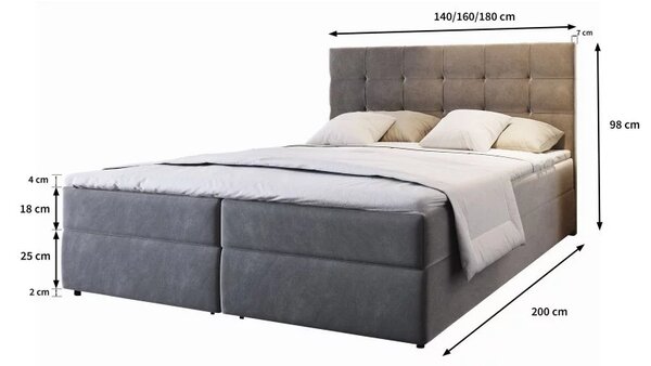 Pat tapițat boxspring GLORIEN 160x200 cm purpuriu Saltea: Saltea cu arcuri Bonell