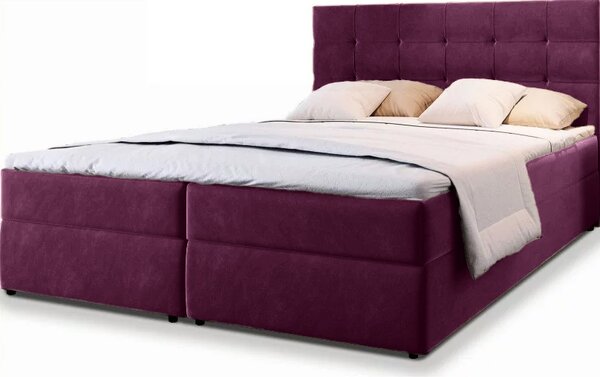 Pat tapițat boxspring GLORIEN 160x200 cm purpuriu Saltea: Saltea cu arcuri Bonell
