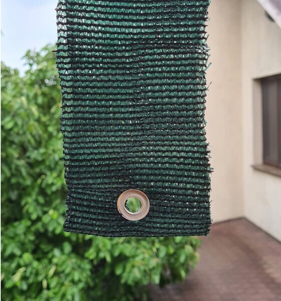 Plasa verde de umbrire antivant, cu inele, 160 gr/mp, 2 M x 5/10/25 M