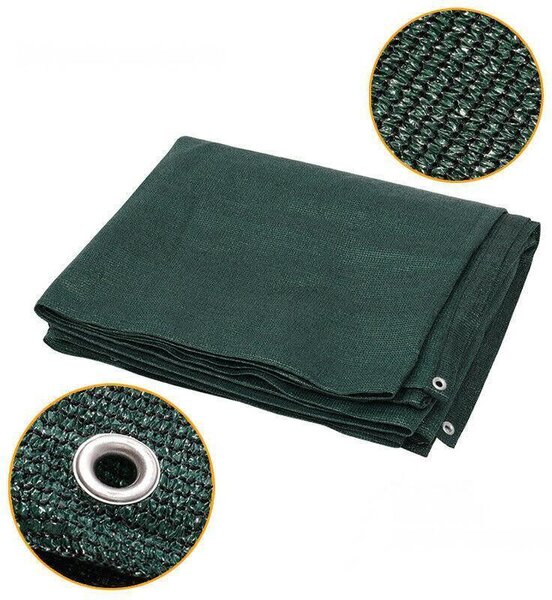 Plasa verde de umbrire antivant, cu inele, 160 gr/mp, 2 M x 5/10/25 M