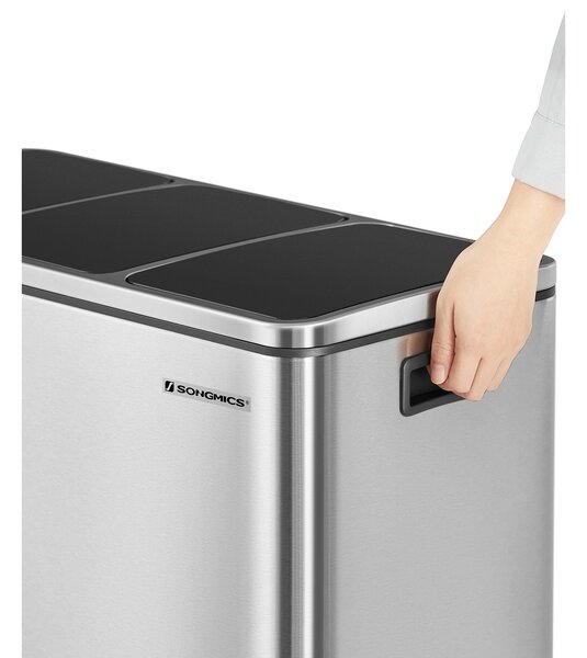 Coș pentru sortarea deșeurilor SORT 54l (3x18 l), argintie SongmicsHome