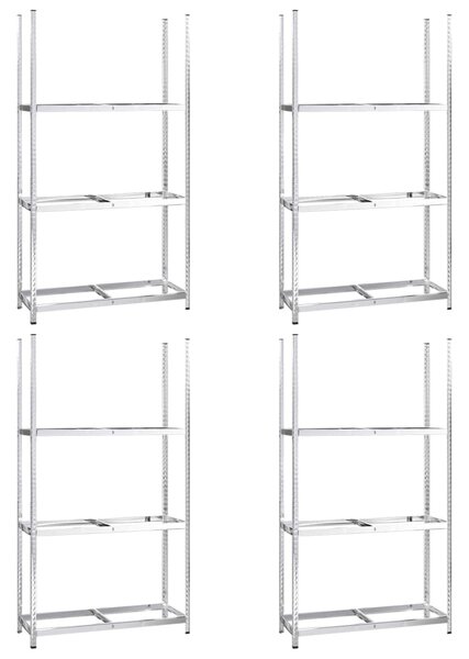 Rafturi anvelope 3 niveluri 4 buc. argintiu 110x40x200 cm oțel