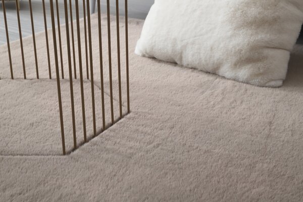 Covor Pufos Sufragerie Dormitor, Model Blanita Antiderapant, Soft LOP 080, Bej 50 x 80