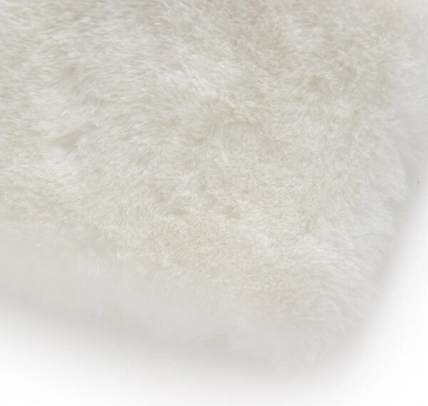 Covor Pufos, Model Blanita Antiderapant, Soft LOP 060, Rotund, Alb 80 x 80