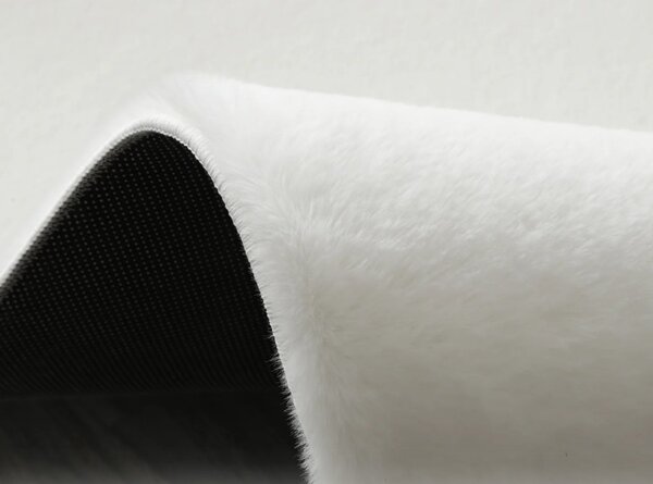 Covor Pufos, Model Blanita Antiderapant, Soft LOP 060, Rotund, Alb 80 x 80