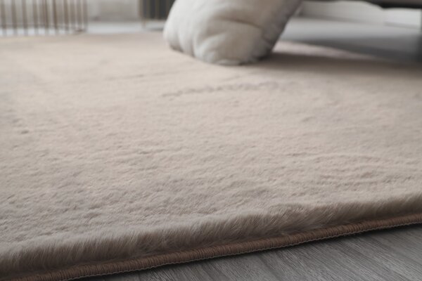 Covor Pufos Sufragerie Dormitor, Model Blanita Antiderapant, Soft LOP 080, Bej 50 x 80