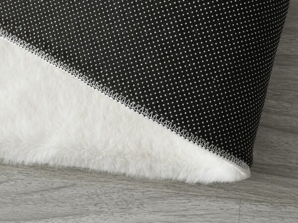Covor Pufos, Model Blanita Antiderapant, Soft LOP 060, Rotund, Alb 80 x 80