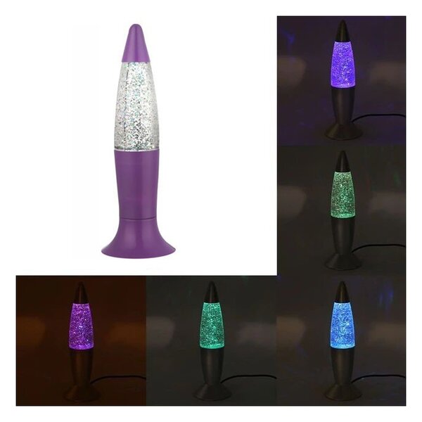 Mini lampa Glitter, LED RGB 0.18W 4,5V, veioza cu sclipici, inaltime 18 cm