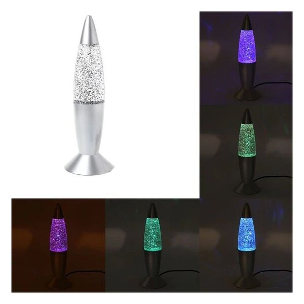 Mini lampa Glitter, LED RGB 0.18W 4,5V, veioza cu sclipici, inaltime 18 cm