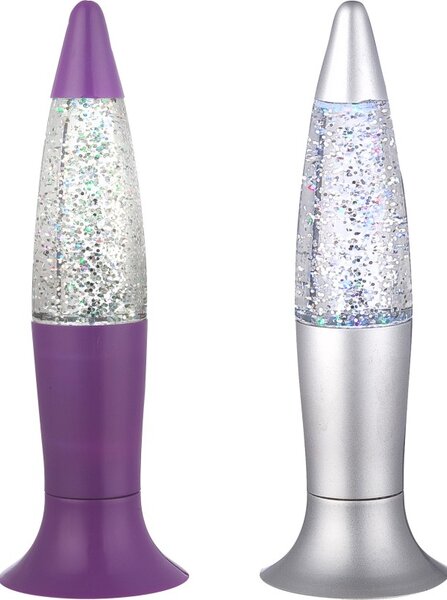 Mini lampa Glitter, LED RGB 0.18W 4,5V, veioza cu sclipici, inaltime 18 cm