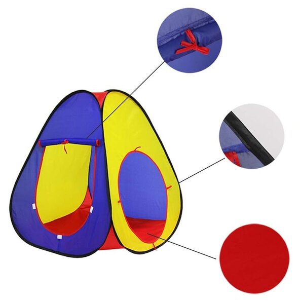 Cort de joaca pentru copii, 3 in 1, pliabil, tunel legatura, 300x80x86 cm, poliester, geanta transport