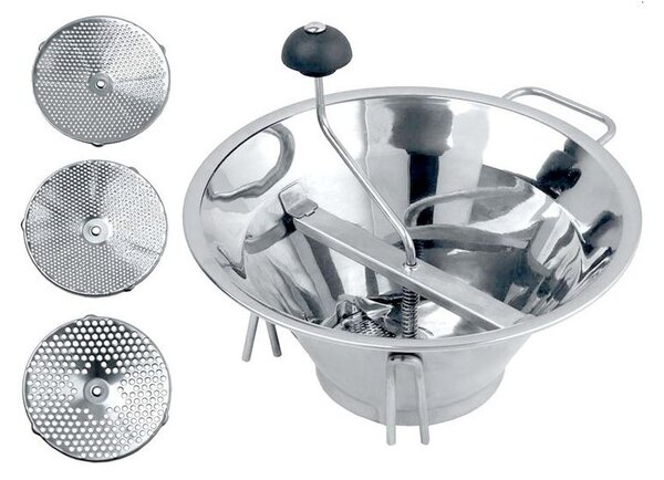 Masina profesionala de pasat rosii, legume si fructe, diametru 33 cm, 3 site interschimbabile, inox