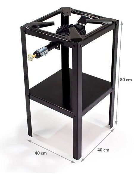 Arzator pentru gaz 8.5 kW, din fonta, 40x40x80 cm, raft depozitare