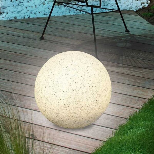 Lampa decorativa gradina, glob LED 40 cm, imitatie piatra, soclu E27, 40W