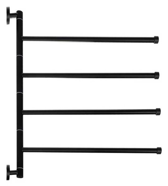 Suport pentru prosoape, 4 brate pivotante, 43 x 35 cm, otel, negru