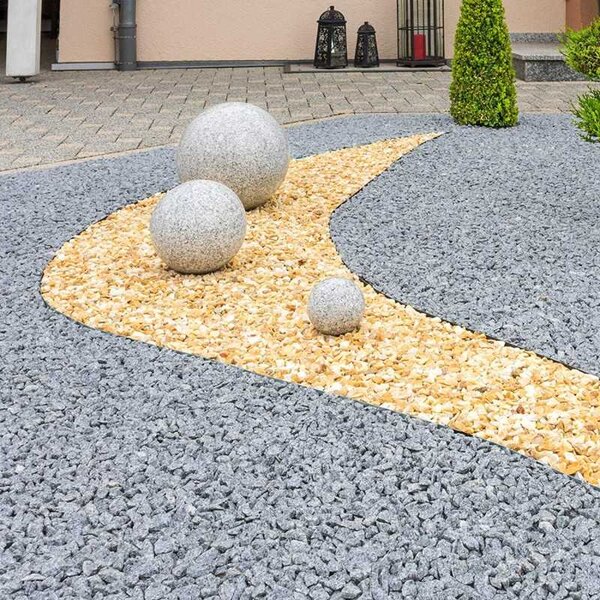 Lampa decorativa gradina, glob LED 40 cm, imitatie piatra, soclu E27, 40W