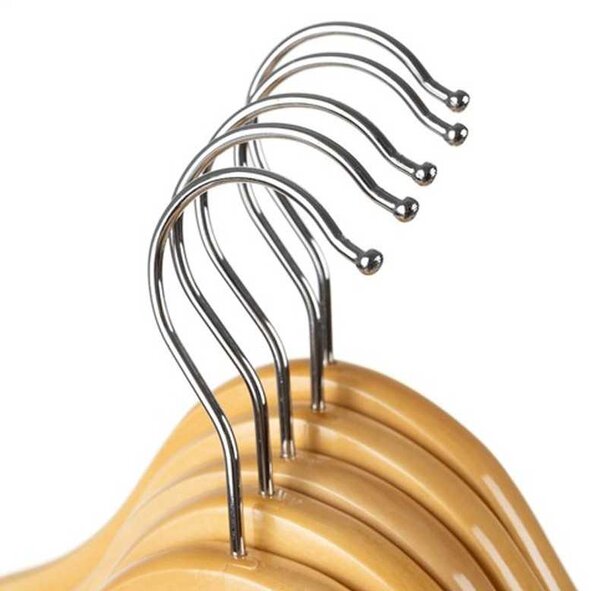 Set 10 umerase pentru haine, lemn, carlig metalic, 24 x 44.5 cm, maro