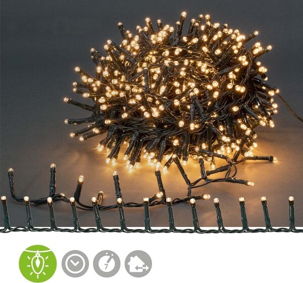 Nedis CLCC400 - Ghirlandă LED pentru exterior, 400 LED, 7 moduri de iluminare, 11 m, IP44, alb cald