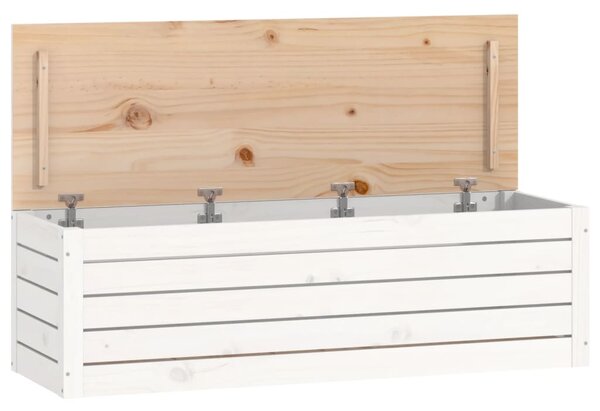 Cutie de depozitare, alb, 109x36,5x33 cm, lemn masiv de pin