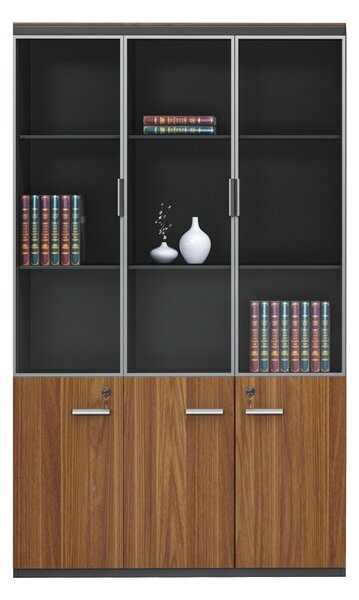 Dulap de birou, Oscar, Nuc, 40x200x200 cm