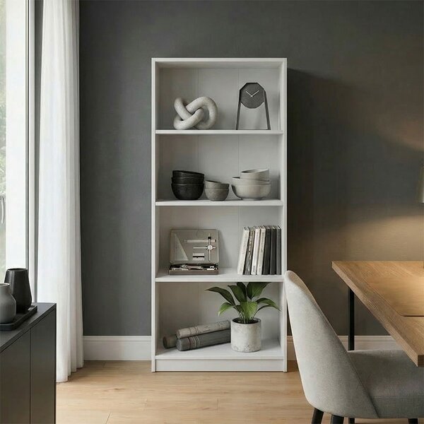 Biblioteca, Kendy, Alb, 30x60x167 cm