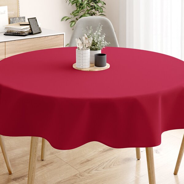 Goldea față de masă decorativă de crăciun loneta - uni roșu vișinie - rotundă Ø 60 cm