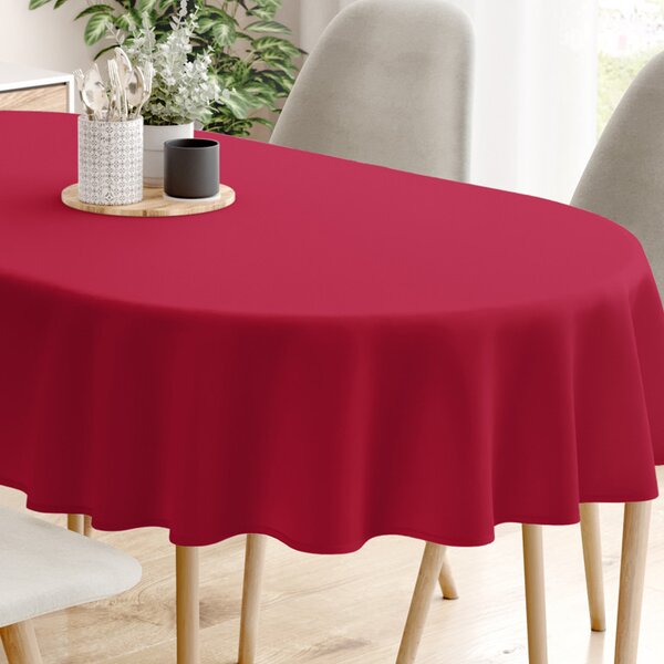 Goldea față de masă decorativă de crăciun loneta - uni roșu vișinie - ovale 140 x 280 cm