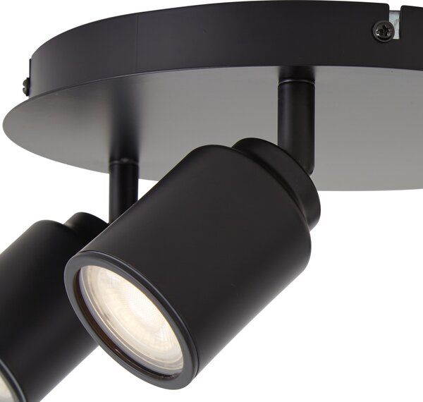 Spotlight modern pentru baie negru cu 3 lumini IP44 - Ducha