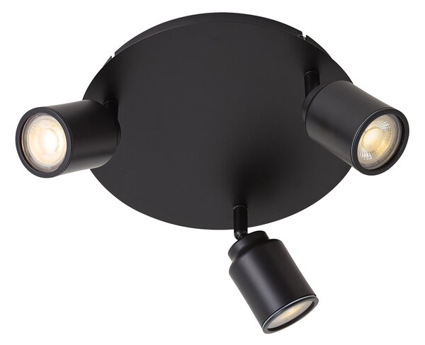 Spotlight modern pentru baie negru cu 3 lumini IP44 - Ducha