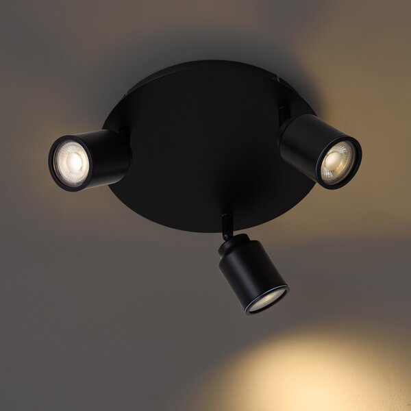 Spotlight modern pentru baie negru cu 3 lumini IP44 - Ducha