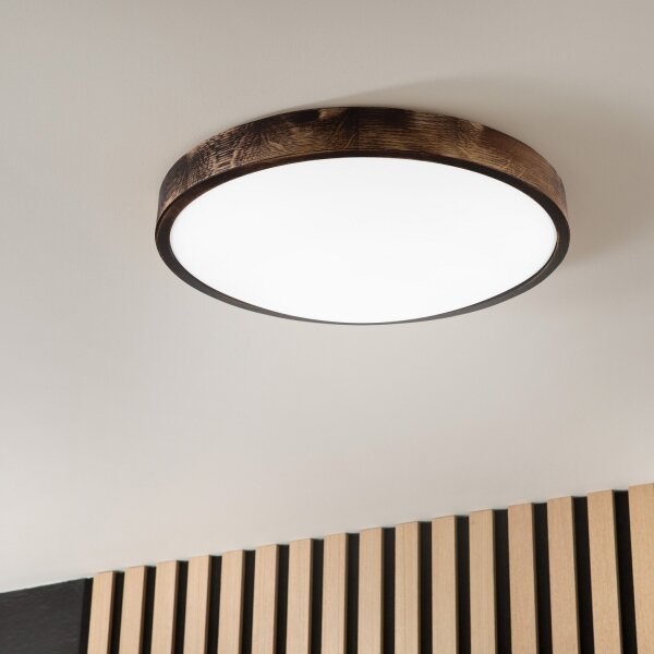Plafonieră LED OAK SMOKY SLIM, 36W, 230V, 4000K, diam. 47 cm, stejar/maro închis