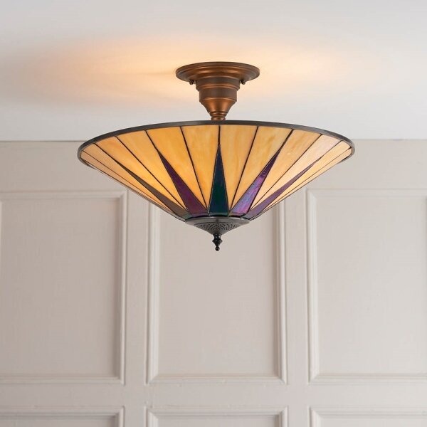 Endon 64043 - Lustră aplicată Tiffany DARK STAR, 3 x E27, 60 W, 230 V, diam. 49 cm
