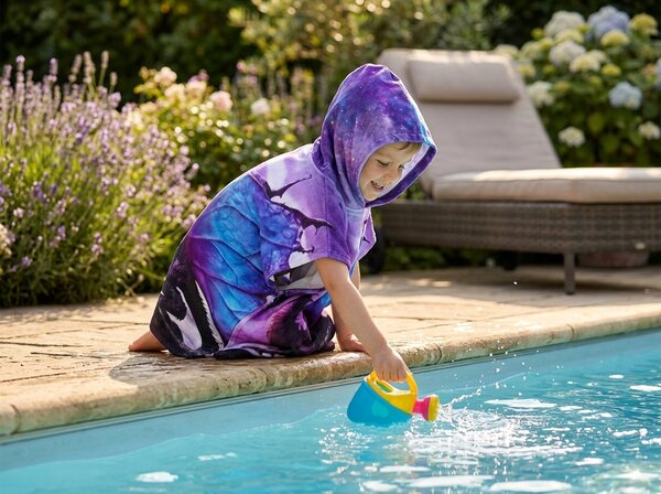 Poncho pentru copii DRAK mov Dimensiune: 60 x 120 cm